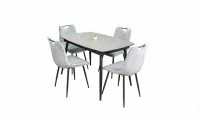 Set Masă Living Extensibilă Yense 125 Gri Lagun cu 4 Scaune Tapițate KJC0358 Gri 2