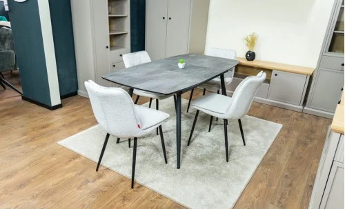 Set Masă Living Extensibilă Yense 125 Gri cu 4 Scaune Tapițate DCM2001AF Bej