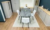 Set Masă Living Extensibilă Yense 125 Gri cu 4 Scaune Tapițate DCM2001AF Bej 10