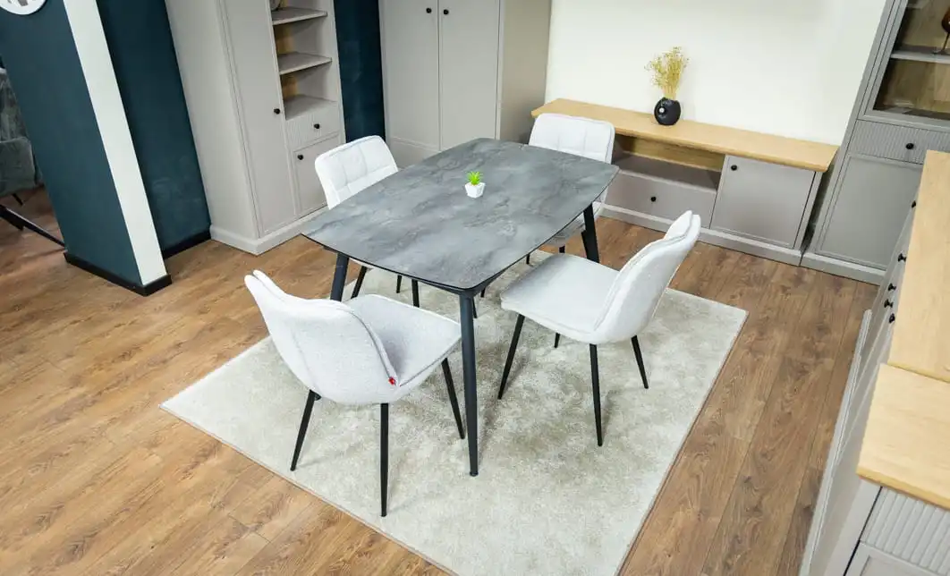 Set Masă Living Extensibilă Yense 125 Gri cu 4 Scaune Tapițate DCM2001AF Bej 5