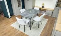 Set Masă Living Extensibilă Yense 125 Gri cu 4 Scaune Tapițate DCM2001AF Bej 5