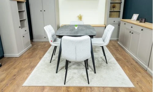 Set Masă Living Extensibilă Yense 125 Gri cu 4 Scaune Tapițate DCM2001AF Bej