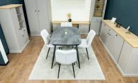 Set Masă Living Extensibilă Yense 125 Gri cu 4 Scaune Tapițate DCM2001AF Bej
