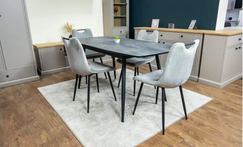 Set Masă Living Extensibilă Yense 125 Gri cu 4 Scaune Tapițate KJC0358 Gri