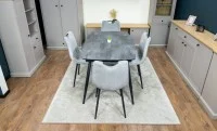 Set Masă Living Extensibilă Yense 125 Gri cu 4 Scaune Tapițate KJC0358 Gri 8