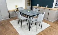 Set Masă Living Extensibilă Yense 125 Gri cu 4 Scaune Tapițate KJC0358 Gri
