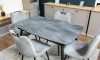 Set Masă Living Extensibilă Yense 125 Gri cu 4 Scaune Tapițate KJC0358 Gri