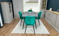 Set Masă Living Extensibilă Yense 125 Gri cu 4 Scaune Tapițate KJC104 Verzi 10