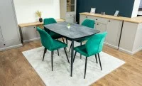 Set Masă Living Extensibilă Yense 125 Gri cu 4 Scaune Tapițate KJC104 Verzi