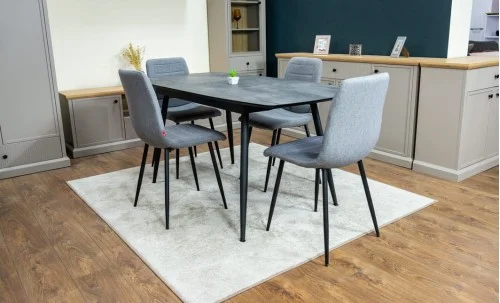Set Masă Living Extensibilă Yense 125 Gri cu 4 Scaune Tapițate KJC5341 Gri