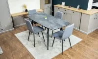 Set Masă Living Extensibilă Yense 125 Gri cu 4 Scaune Tapițate KJC5341 Gri 3