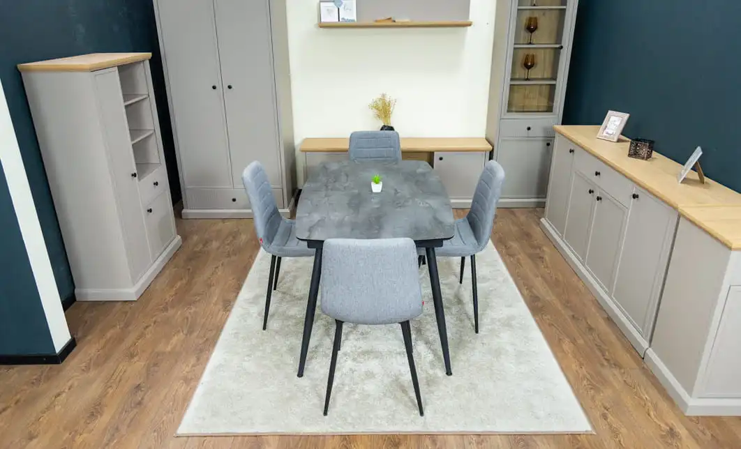 Set Masă Living Extensibilă Yense 125 Gri cu 4 Scaune Tapițate KJC5341 Gri 9