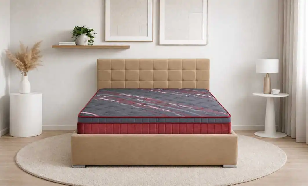 Pat Tapitat Claudia Beige cu somiera pal 160x200