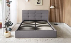 Set Pat Tapițat Siena KJB6293 Gri cu saltea Bonell si Somieră rabatabilă, 160x200 cm