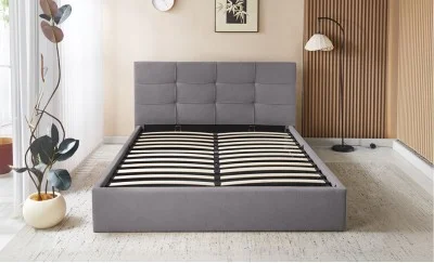 Set Pat Tapițat Siena KJB6293 Gri cu saltea Bonell si Somieră rabatabilă, 160x200 cm