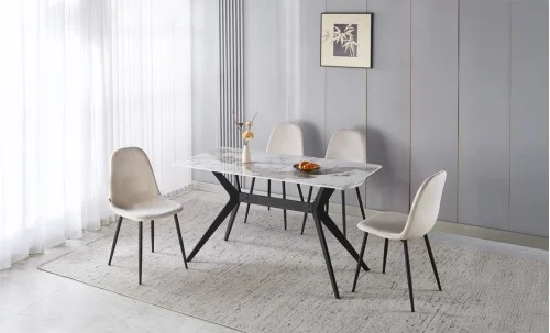 Set Masă Living cu 4 Scaune KJD6315 Bej