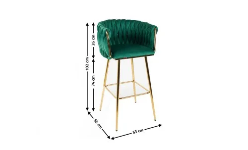 Scaun Bar KJC365 Verde & Picioare Aurii