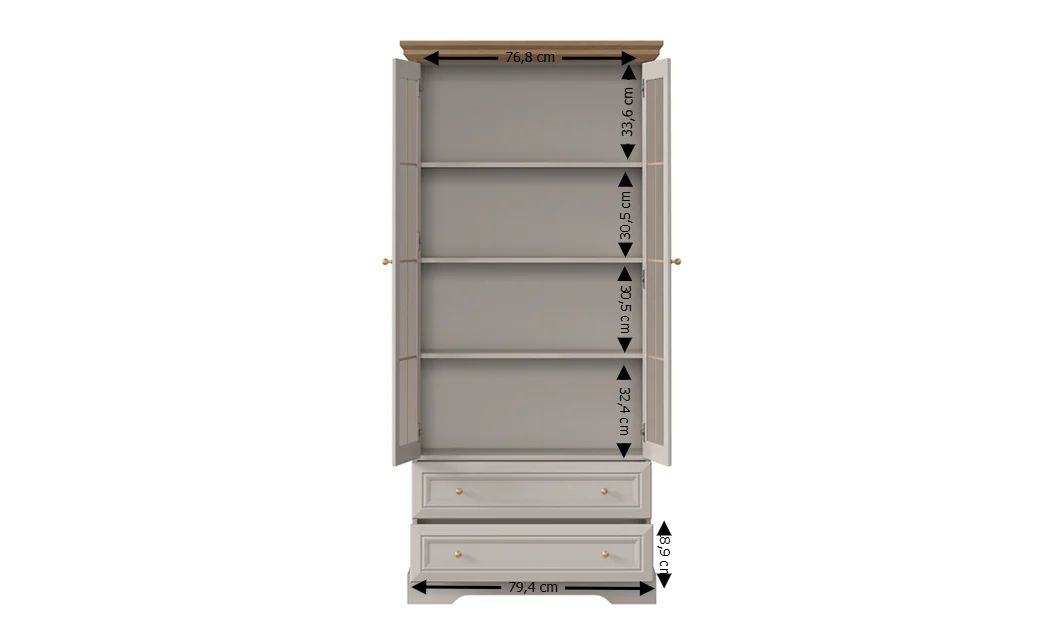 Vitrină Kora KRW2 Cashmere 2D 2DR 3
