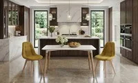 Set Masă Living SL673 Albă cu 2 Scaune KJC5304 Galbene