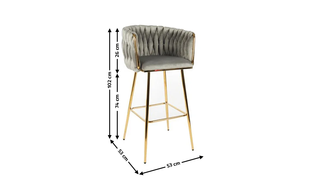 Scaun Bar KJC365 Gri & Picioare Aurii 2