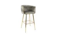 Scaun Bar KJC365 Gri & Picioare Aurii