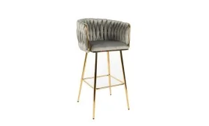 Scaun Bar KJC365 Gri & Picioare Aurii