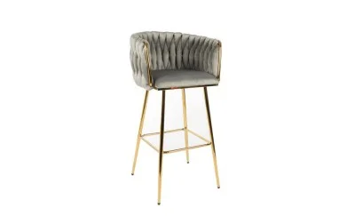 Scaun Bar KJC365 Gri & Picioare Aurii