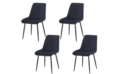 Set 4 Scaune Living Tapițate KJC176 Negru