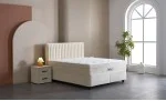 Set Pat Tapitat cu Saltea si Somiera Arden White, 160x200 cm