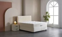 Set Pat Tapitat cu Saltea si Somiera Arden White, 160x200 cm
