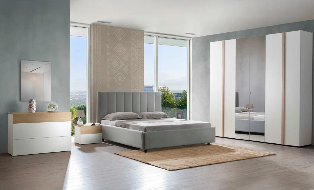 Dormitor Modern Amber cu Dulap 6 Uși