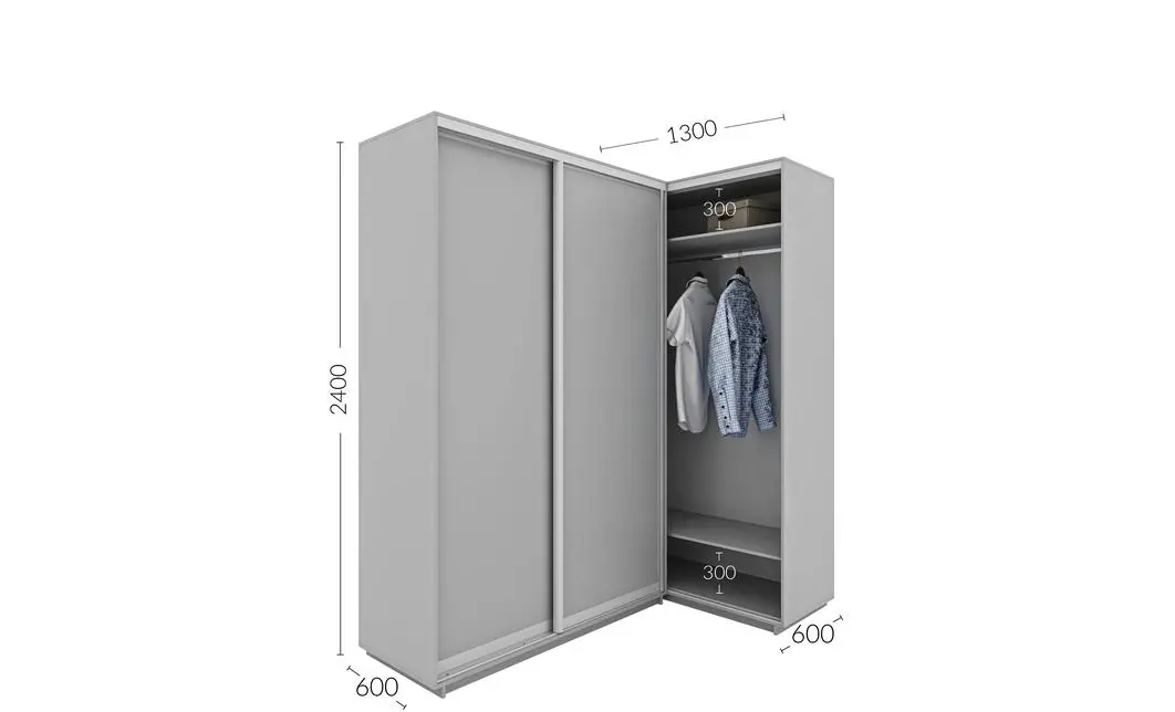Dulap de Colt Personalizat Oglinda, 130 x 240 x 60 1