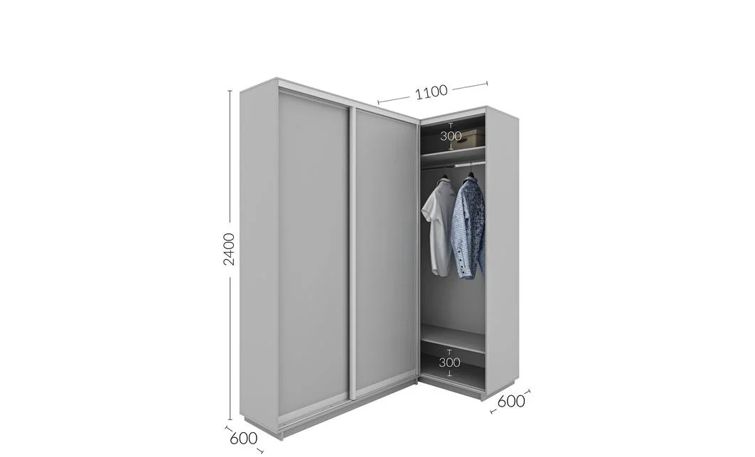 Dulap de Colt Personalizat Oglinda, 110 x 240 x 60 1