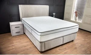 Set Pat Tapitat cu Saltea Bella Beige 140x200