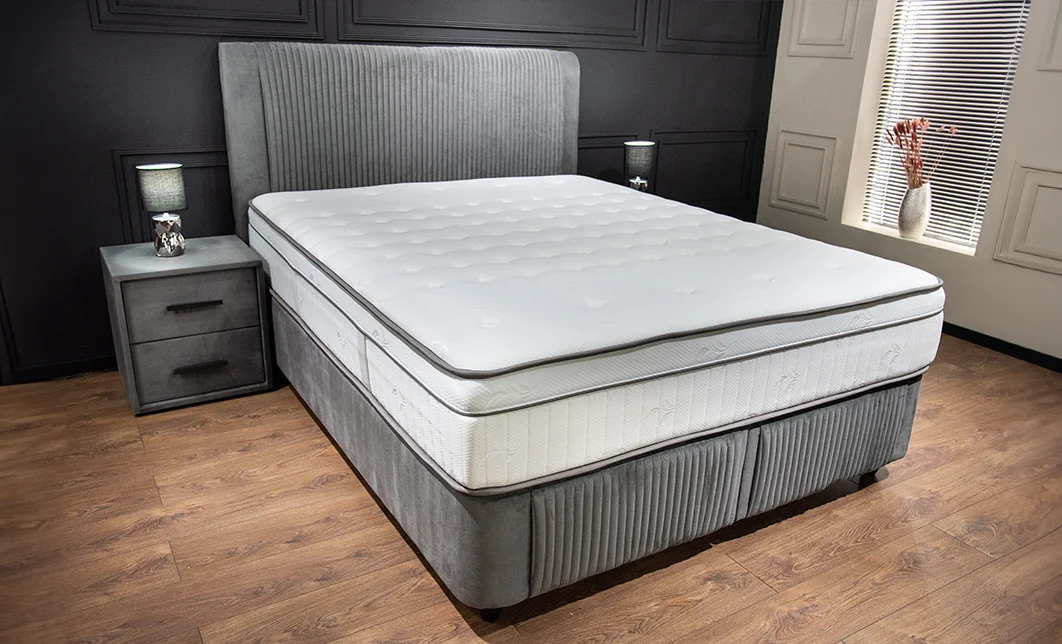 Set Pat Tapitat cu Saltea Bella Grey 140x200 3