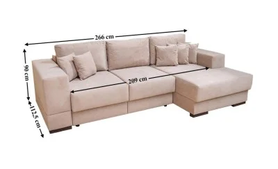 Colțar Extensibil Boston Bej Deschis - Vega 05 Dreapta	