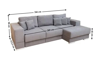 Colțar Extensibil Boston Gri - Vega 10 Dreapta	