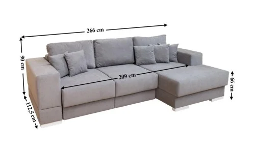 Colțar Extensibil Boston Gri - Vega 10 Dreapta	
