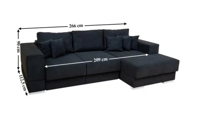 Colțar Extensibil Boston Negru - Vega 70 Dreapta	