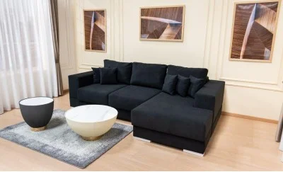 Colțar Extensibil Boston Negru - Vega 70 Dreapta	