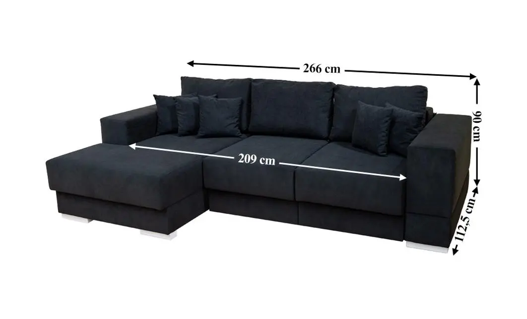Colțar Extensibil Boston Negru - Vega 70 Stânga 3