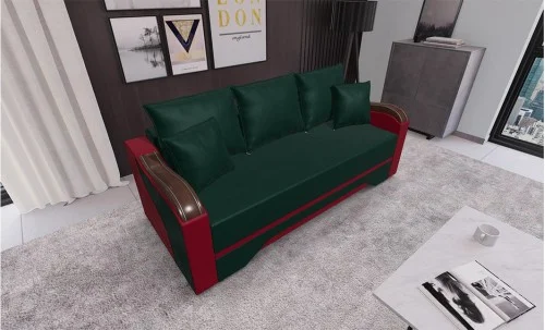 Canapea Extensibilă Bianca, Verde/Rosu