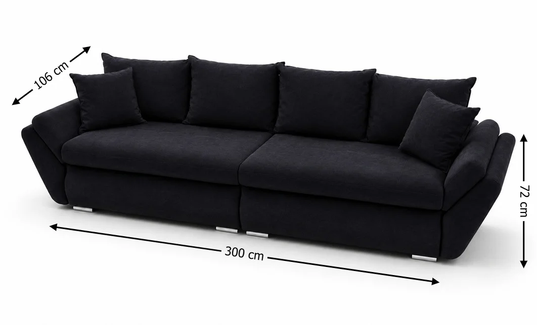 Canapea Extensibilă Confort cu Spumă HR, Neagră 4