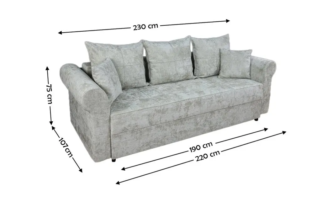 Canapea Extensibilă Elsa Bonell Max, Gri Deschis 2