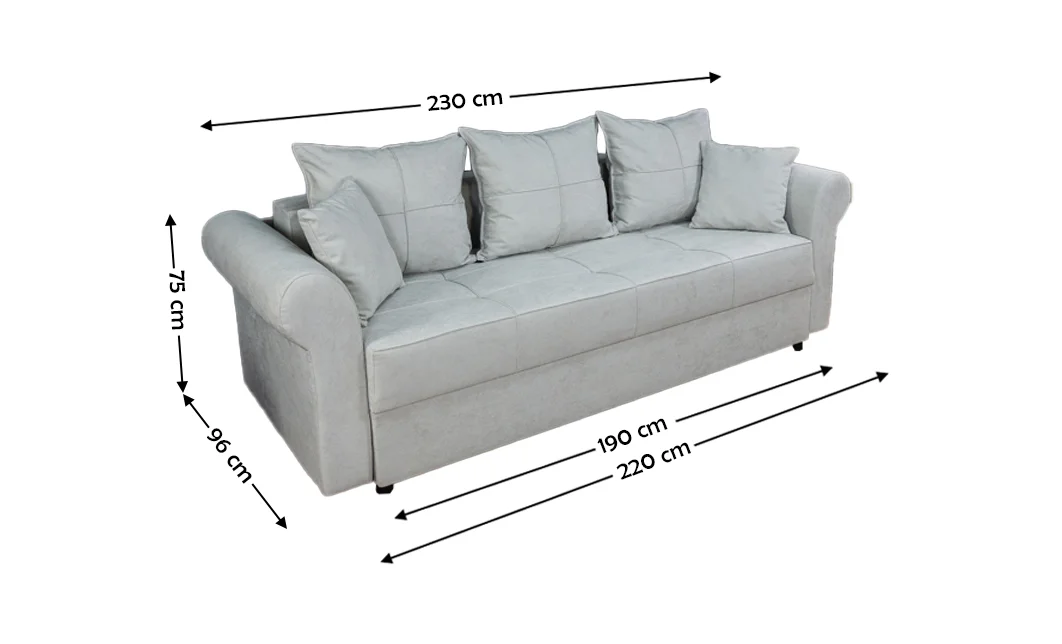 Canapea Extensibilă Elsa Bonell Mini, Gri deschis 2