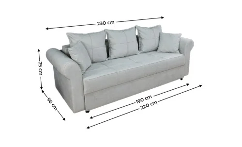 Canapea Extensibilă Elsa Bonell Mini, Gri deschis