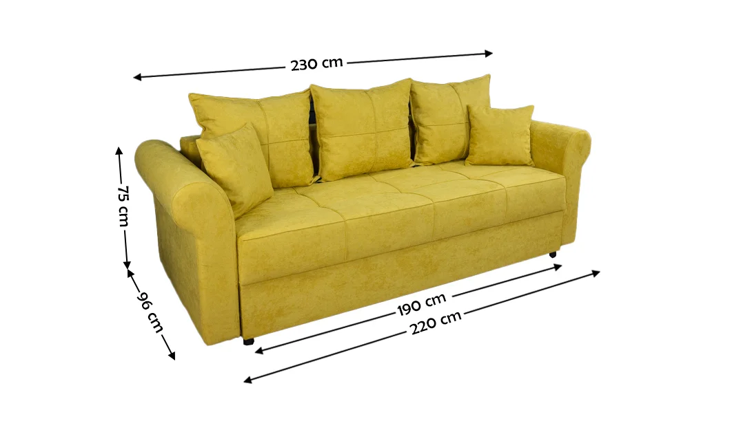 Canapea Extensibilă Elsa Bonell Mini, Mustar 2