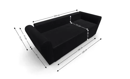 Canapea Extensibila Lacrima Mini, Negru