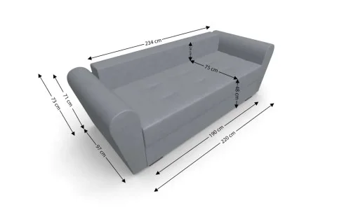 Canapea Extensibila Lacrima Mini, Gri