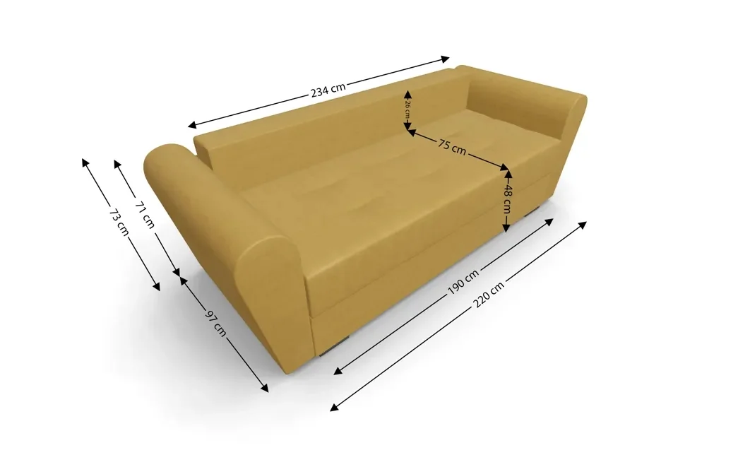 Canapea Extensibila Lacrima Mini, Mustar 5